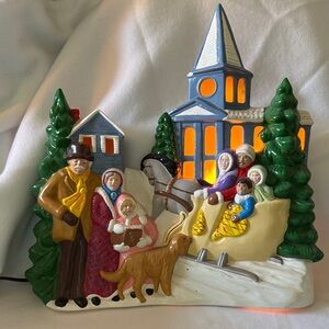 Holiday Vintage Village Scene Light-Up Decoration